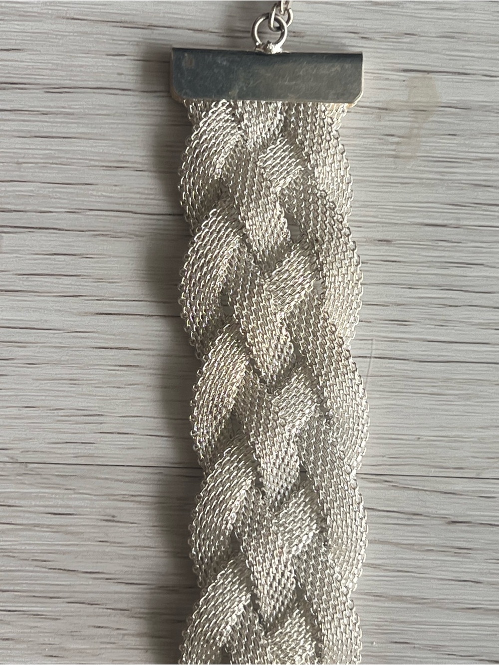 Vintage 925 Sterling Silver Braided Woven Mesh Wide Cuff Bracelet - Picture 5 of 6